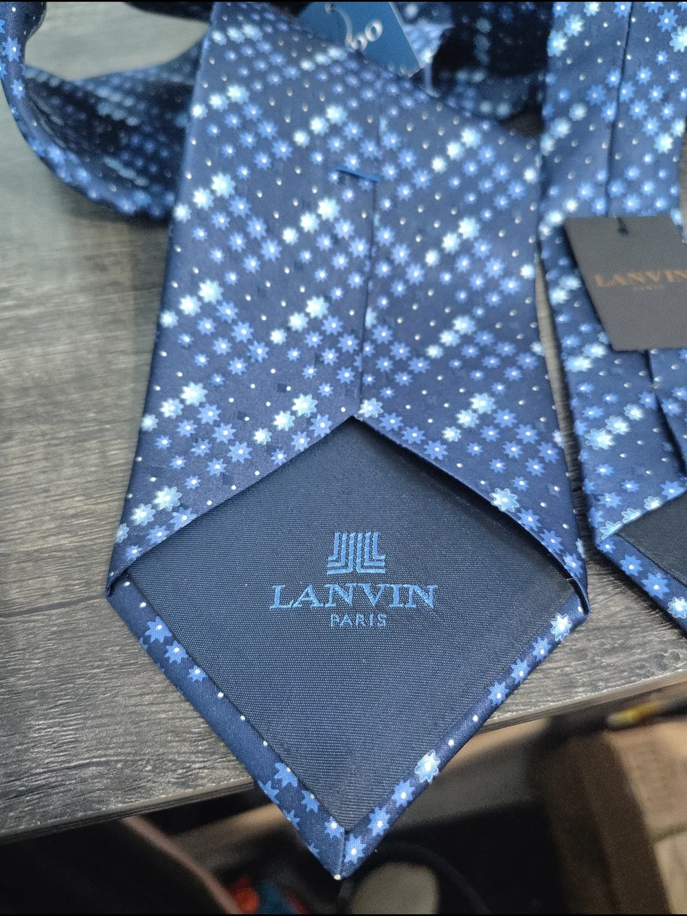 Lanvin Blue Starburst Silk Tie